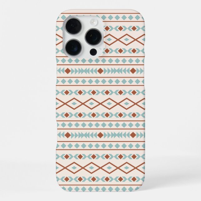 Aztec Shapes Pattern Rust Teal Cream iPhone Case (Back)