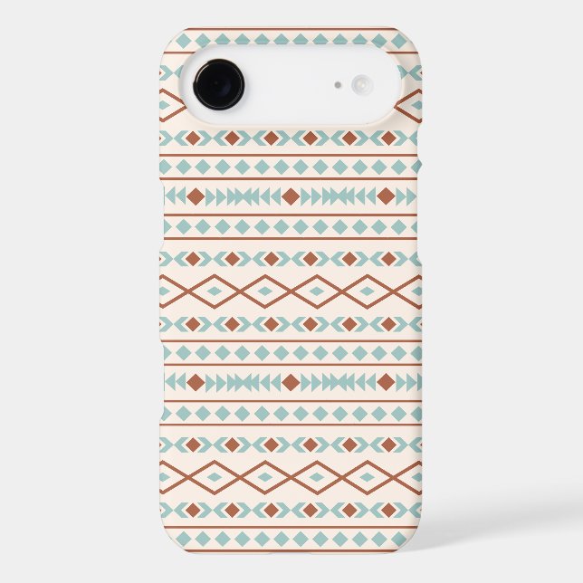 Aztec Shapes Pattern Rust Teal Cream iPhone Case (Back)