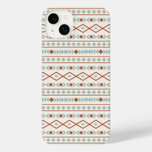 Aztec Shapes Pattern Rust Teal Cream iPhone 14 Plus Case