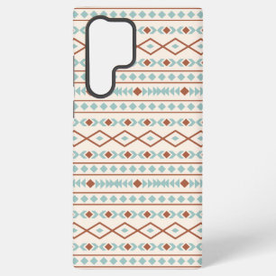 Aztec Shapes Pattern Rust Teal Cream Samsung Galaxy S22 Ultra Case