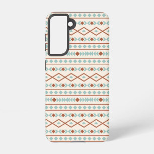 Aztec Shapes Pattern Rust Teal Cream Samsung Galaxy S21 Case