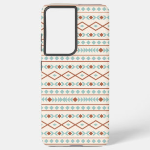 Aztec Shapes Pattern Rust Teal Cream Samsung Galaxy S21+ Case