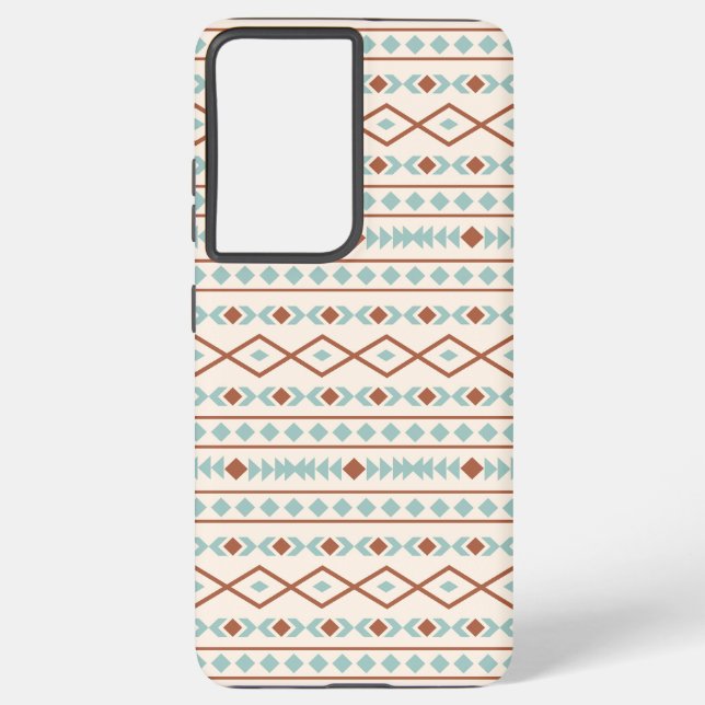 Aztec Shapes Pattern Rust Teal Cream Samsung Galaxy Case (Back)