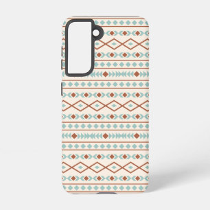 Aztec Shapes Pattern Rust Teal Cream Samsung Galaxy S21 Case