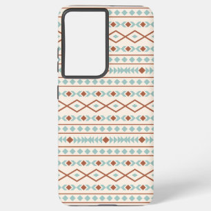 Aztec Shapes Pattern Rust Teal Cream Samsung Galaxy S21+ Case