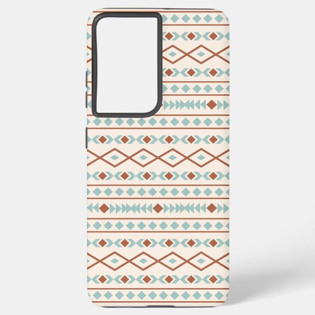 Aztec Shapes Pattern Rust Teal Cream Samsung Galaxy Case (Back)