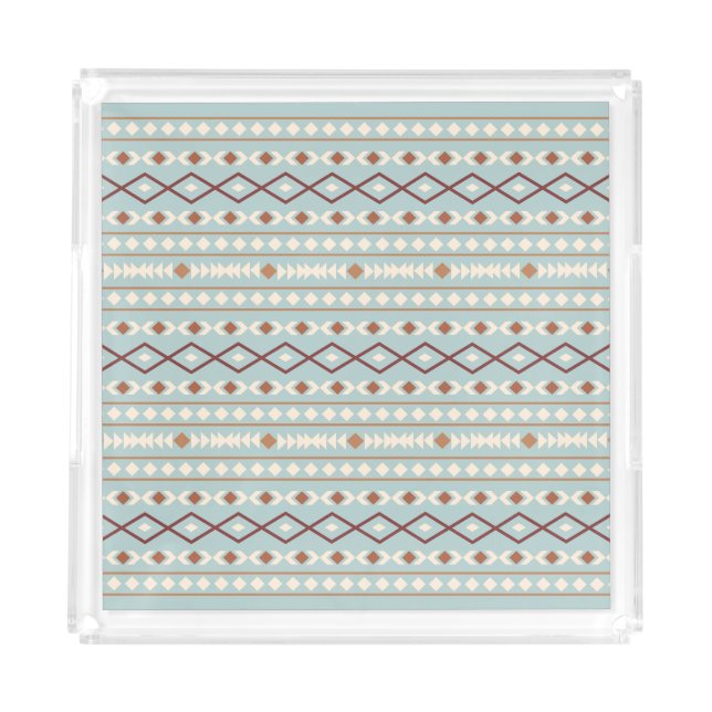 Aztec Shapes Pattern Rusts Cream Teal-Blue Acrylic Tray (Front)