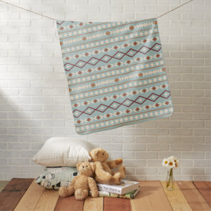 Aztec Shapes Pattern Rusts Cream Teal-Blue Baby Blanket