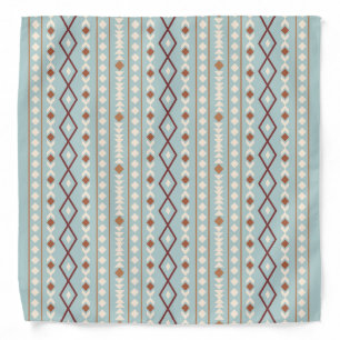 Aztec Shapes Pattern Rusts Cream Teal-Blue Bandana