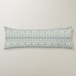 Aztec Shapes Pattern Rusts Cream Teal-Blue Body Pillow
