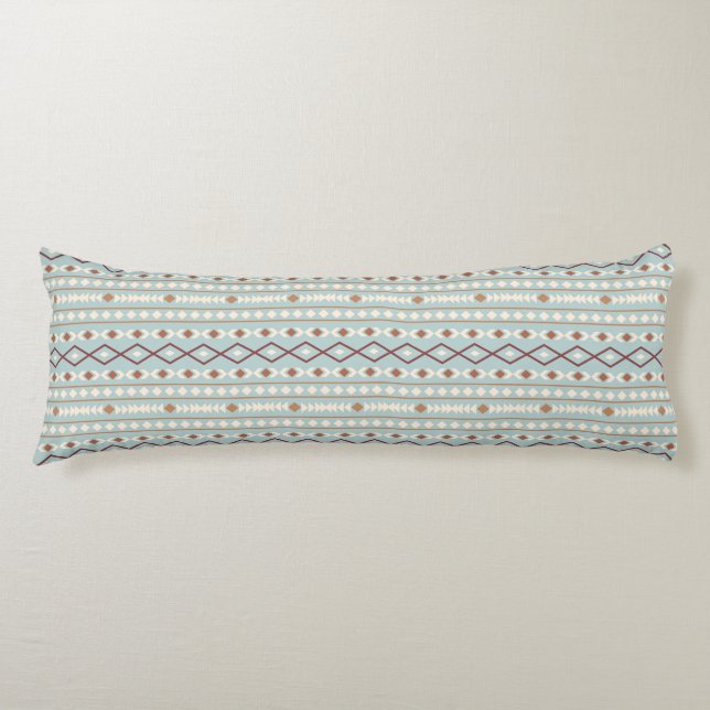 Aztec Shapes Pattern Rusts Cream Teal-Blue Body Pillow (Front)