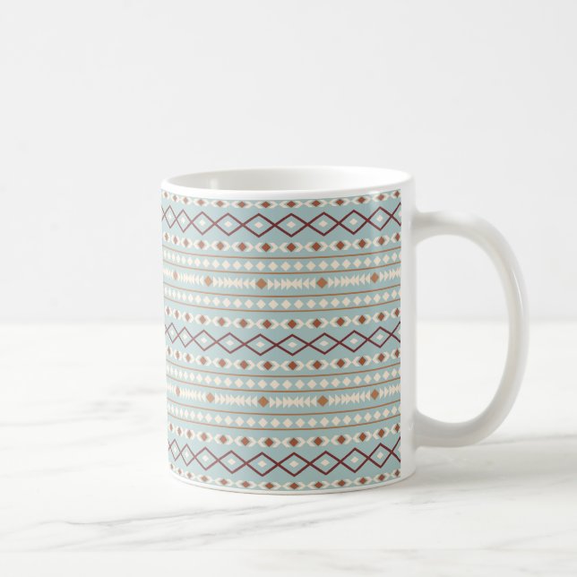 Aztec Shapes Pattern Rusts Cream Teal-Blue Coffee Mug (Right)