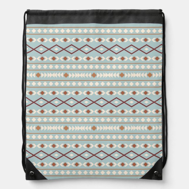 Aztec Shapes Pattern Rusts Cream Teal-Blue Drawstring Bag (Front)