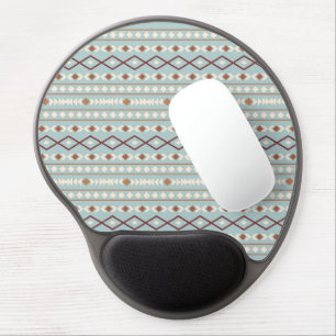 Aztec Shapes Pattern Rusts Cream Teal-Blue Gel Mouse Pad