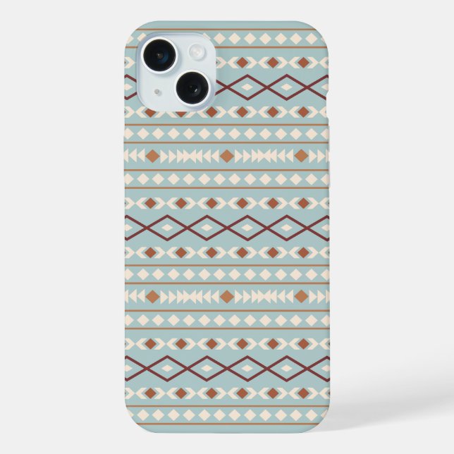 Aztec Shapes Pattern Rusts Cream Teal-Blue iPhone Case (Back)