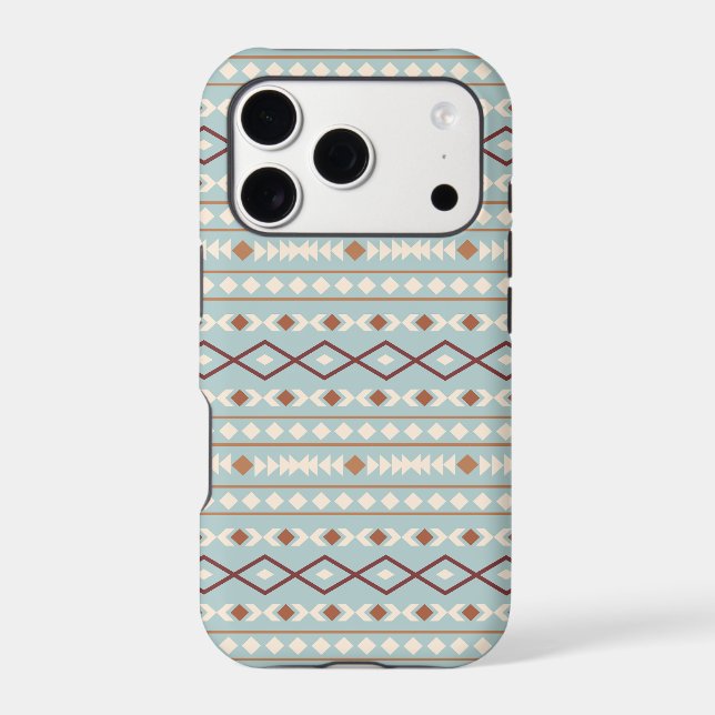 Aztec Shapes Pattern Rusts Cream Teal-Blue iPhone Case (Back)