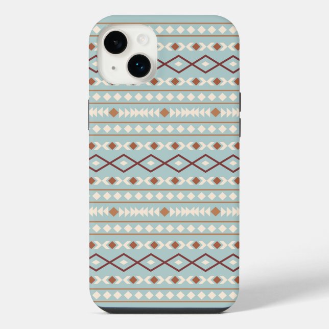 Aztec Shapes Pattern Rusts Cream Teal-Blue iPhone Case (Back)