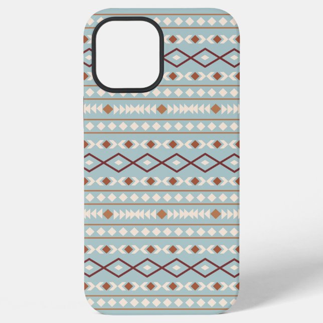 Aztec Shapes Pattern Rusts Cream Teal-Blue iPhone Case (Back)