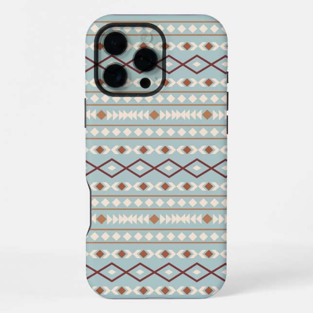 Aztec Shapes Pattern Rusts Cream Teal-Blue iPhone Case (Back)