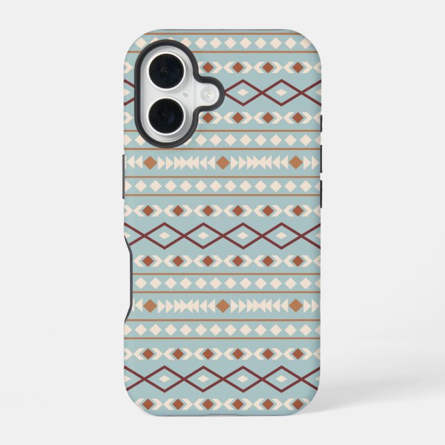 Aztec Shapes Pattern Rusts Cream Teal-Blue iPhone Case (Back)