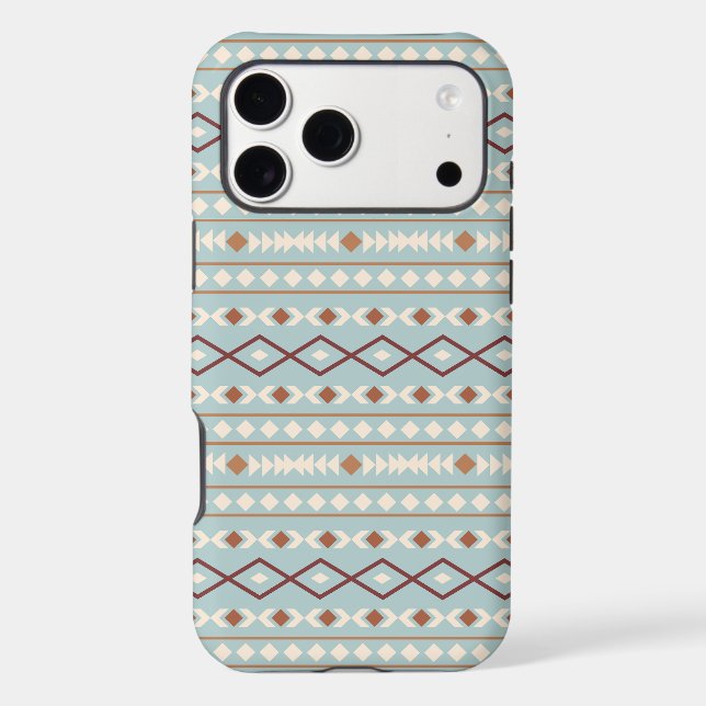 Aztec Shapes Pattern Rusts Cream Teal-Blue iPhone Case (Back)