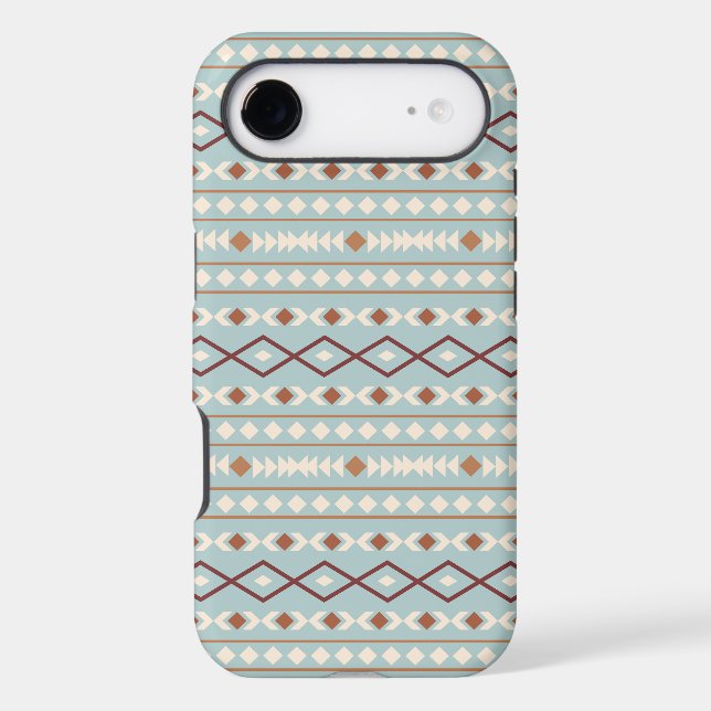 Aztec Shapes Pattern Rusts Cream Teal-Blue iPhone Case (Back)