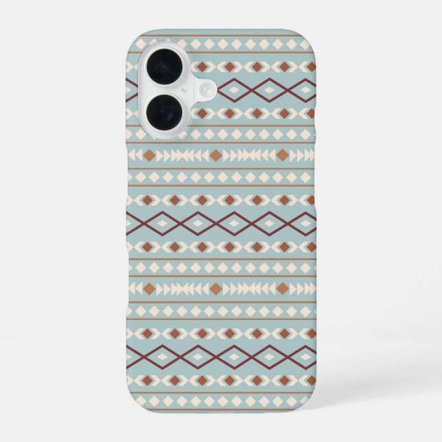 Aztec Shapes Pattern Rusts Cream Teal-Blue iPhone Case (Back)