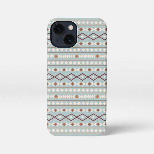Aztec Shapes Pattern Rusts Cream Teal-Blue iPhone Case (Back)