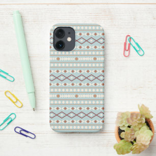 Aztec Shapes Pattern Rusts Cream Teal-Blue iPhone 12 Mini Case