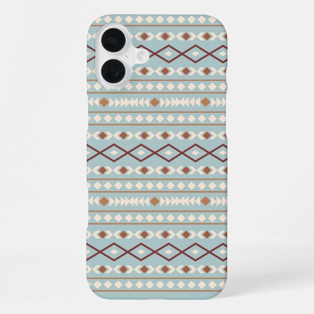 Aztec Shapes Pattern Rusts Cream Teal-Blue iPhone Case (Back)