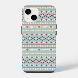 Aztec Shapes Pattern Rusts Cream Teal-Blue iPhone 14 Case