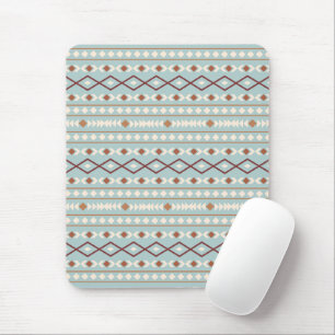 Aztec Shapes Pattern Rusts Cream Teal-Blue Mouse Pad