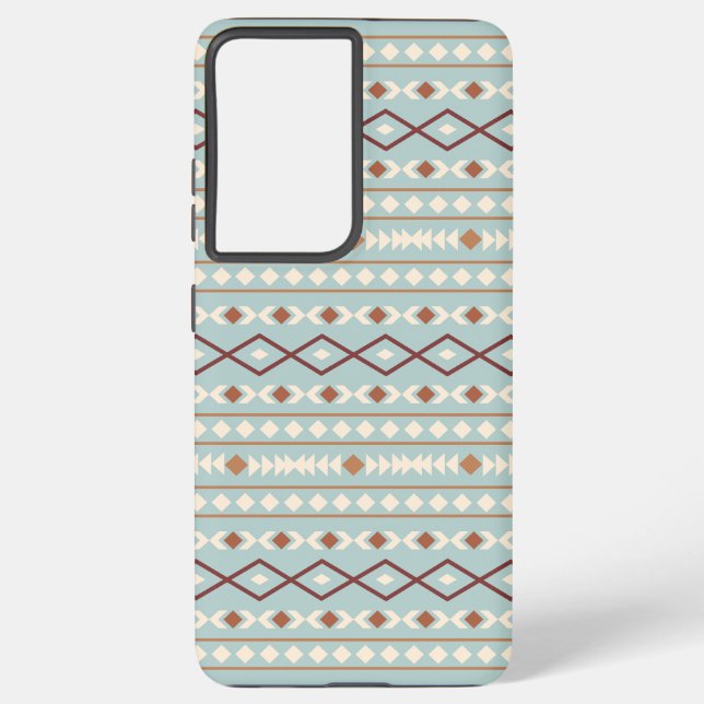 Aztec Shapes Pattern Rusts Cream Teal-Blue Samsung Galaxy Case (Back)