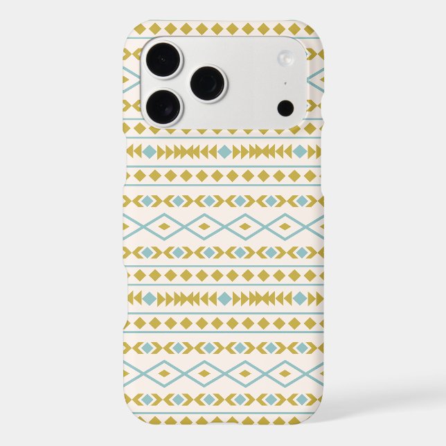 Aztec Shapes Pattern Teal Gold Cream Iphone Case (Back)