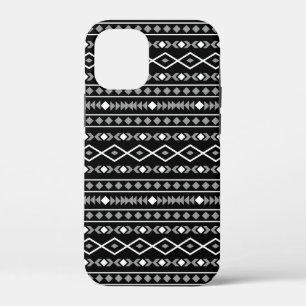 Aztec Shapes Pattern White Grey Black iPhone 12 Mini Case
