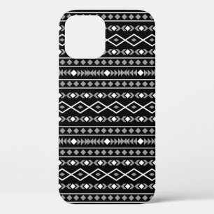 Aztec Shapes Pattern White Grey Black iPhone 12 Pro Case