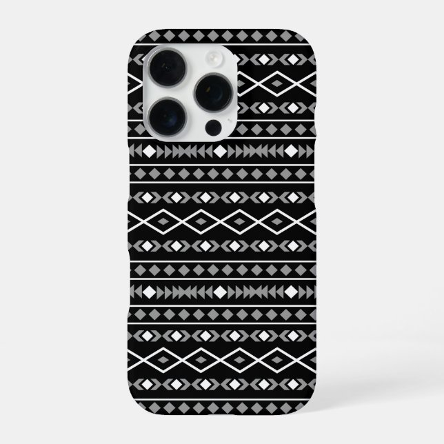 Aztec Shapes Pattern White Grey Black iPhone Case (Back)