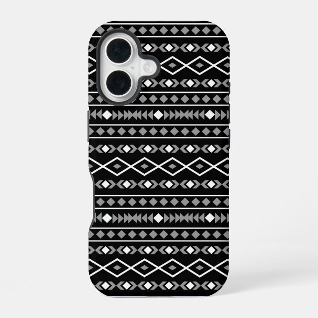 Aztec Shapes Pattern White Grey Black iPhone Case (Back)