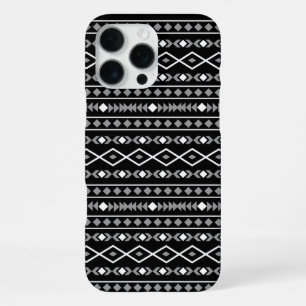 Aztec Shapes Pattern White Grey Black iPhone 16 Pro Max Case