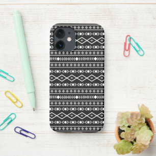 Aztec Shapes Pattern White Grey Black iPhone 12 Mini Case
