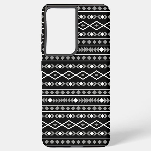Aztec Shapes Pattern White Grey Black Samsung Galaxy Case (Back)