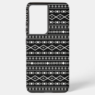 Aztec Shapes Pattern White Grey Black Samsung Galaxy S21 Ultra Case