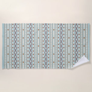 Aztec Shapes Rpt Pattern Rusts Cream Teal-Blue Beach Towel