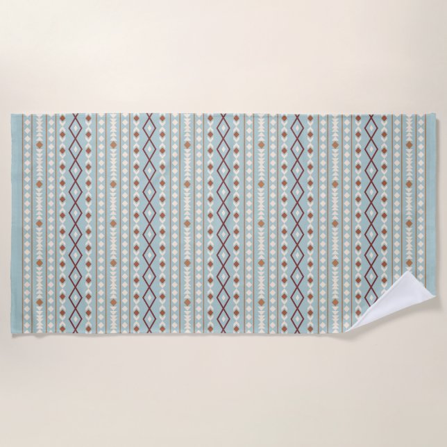 Aztec Shapes Rpt Pattern Rusts Cream Teal-Blue Beach Towel (Front)