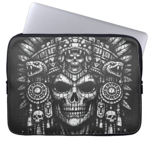 Aztec Skull Headdress by BurnsInHell Laptop Sleeve