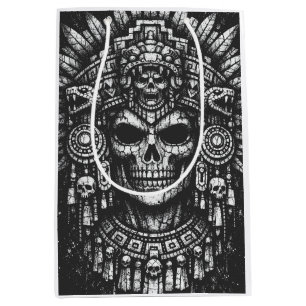 Aztec Skull Headdress by BurnsInHell Medium Gift Bag