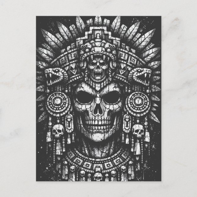 Aztec Skull Headdress by BurnsInHell Postcard (Front)