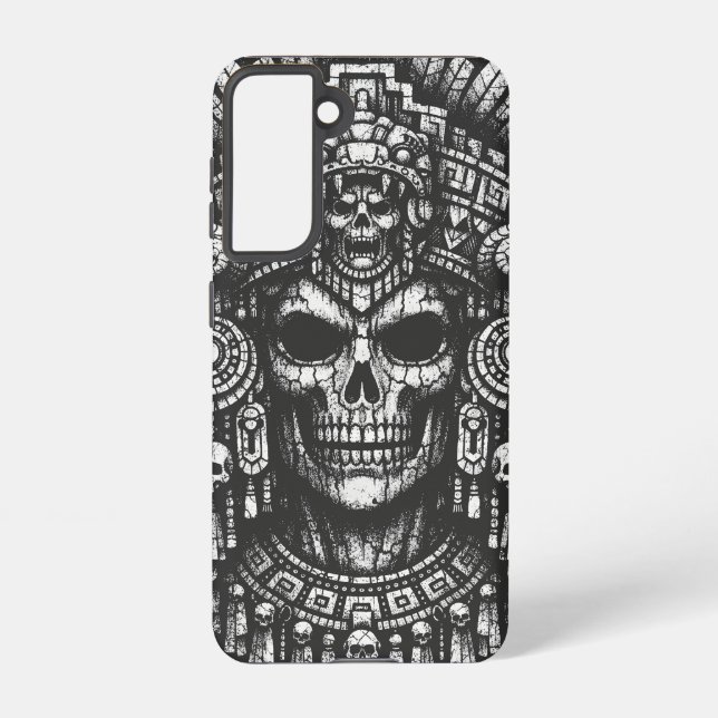 Aztec Skull Headdress by BurnsInHell Samsung Galaxy Case (Back)