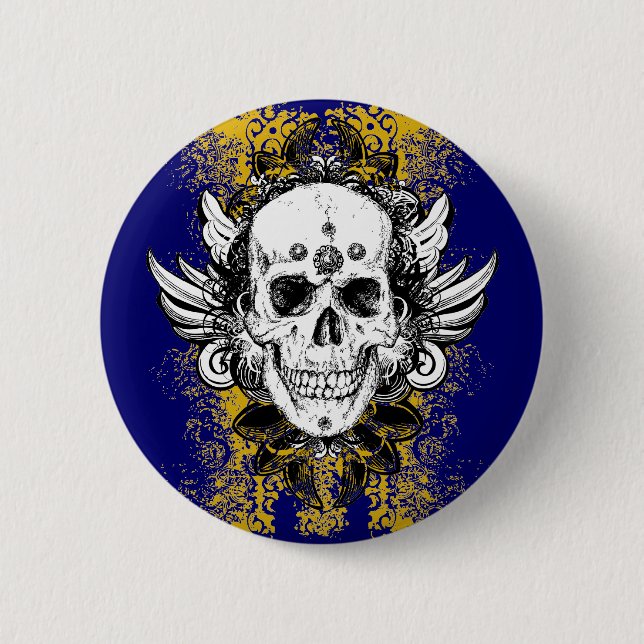 Aztec-Skull Pinback Button (Front)