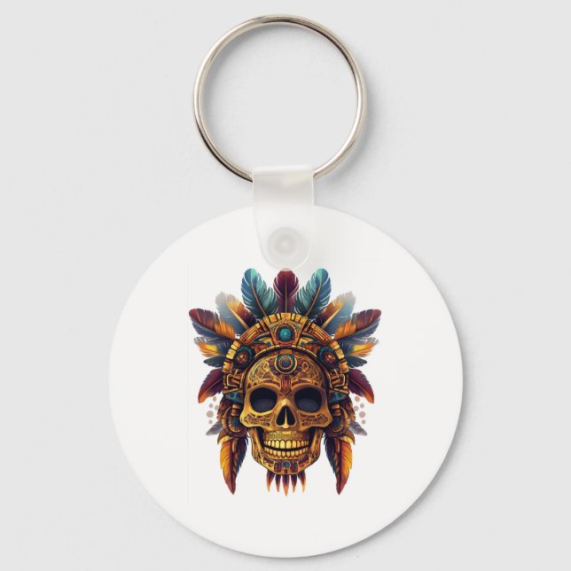 Aztec Skull Relic Keychain (Front)